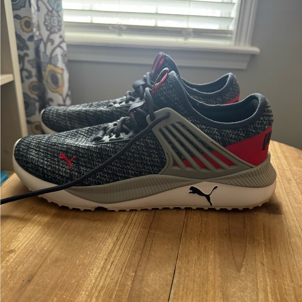 Puma Gray and Red Running Shoes